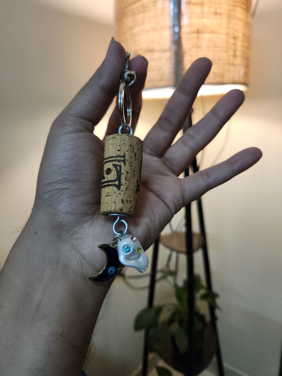 Wine cork keychain