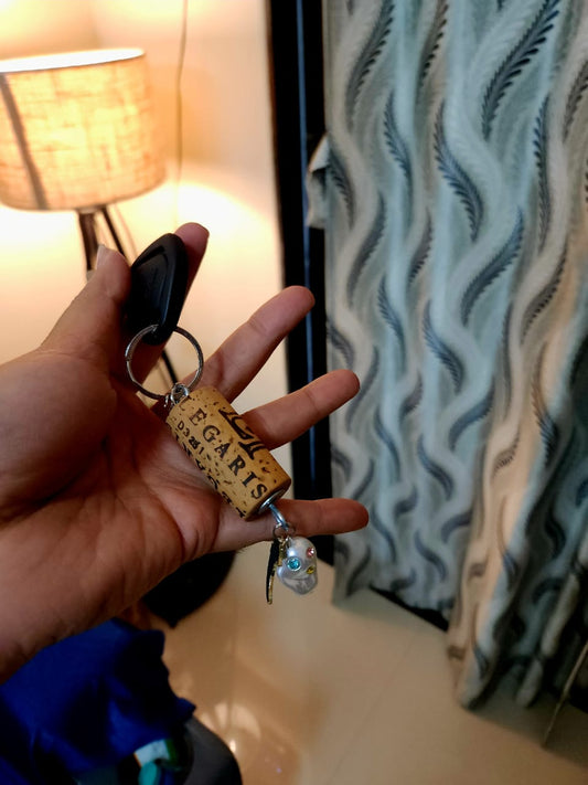 Wine cork keychain