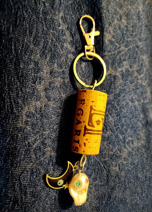 Wine cork keychain